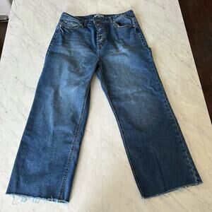 And Now This Straight Denim Womens Jeans 32 frayed button fly cropped